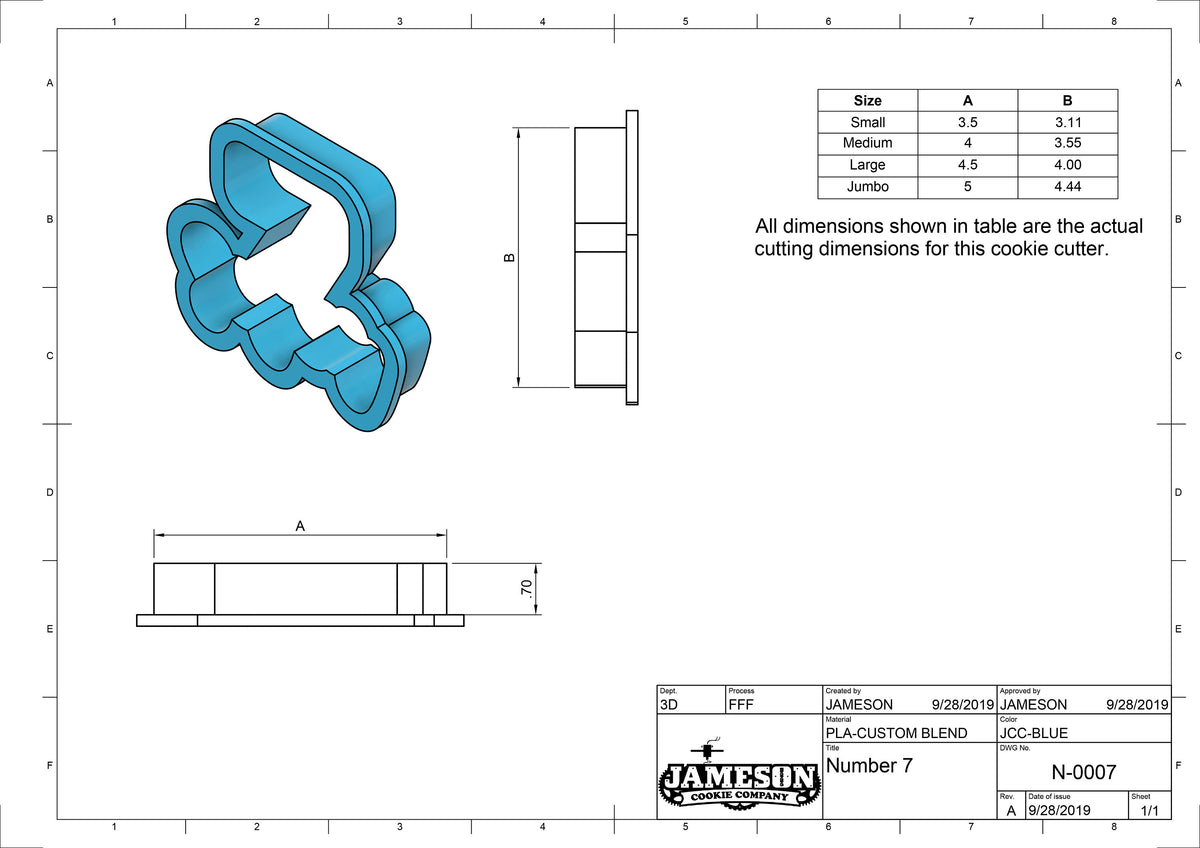 Number 7 Cookie Cutter – PinkyPrintsCo