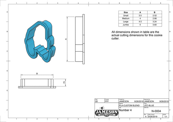 Number Four Cookie Cutter - Birthday Number Plaque - Number 4