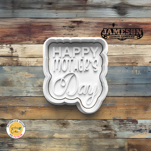 Happy Mother's Day Plaque Cookie Cutter + Imprint Stamp, Mother's Day Theme