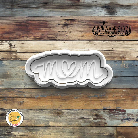 Mom Plaque Cookie Cutter + Imprint Stamp, Mother's Day Theme