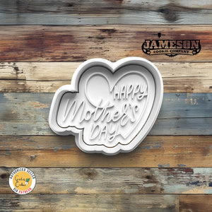 Happy Mother's Day Plaque Cookie Cutter + Imprint Stamp, Mother's Day Theme