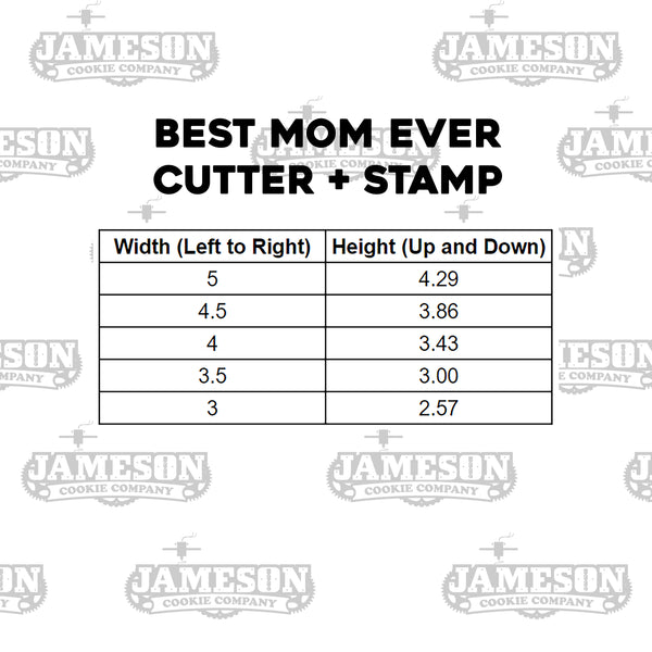Best Mom Ever Plaque Cookie Cutter + Imprint Stamp, Mother's Day Theme