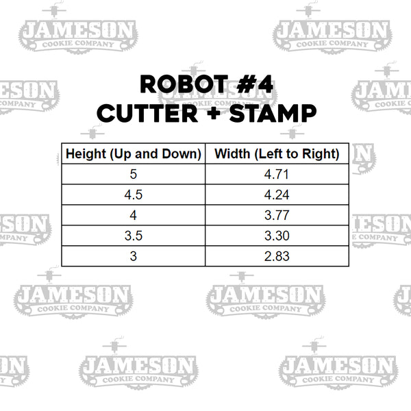 Robot Cookie Cutter + Imprint Stamp Set (4 cutters + 4 stamps)