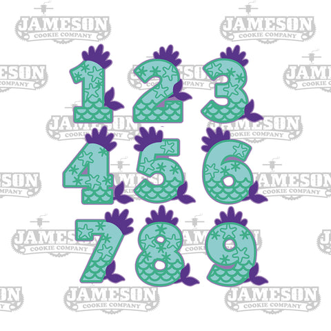 Mermaid Princess Number Cookie Cutter Set - Full Set 1-9, Birthday Numbers