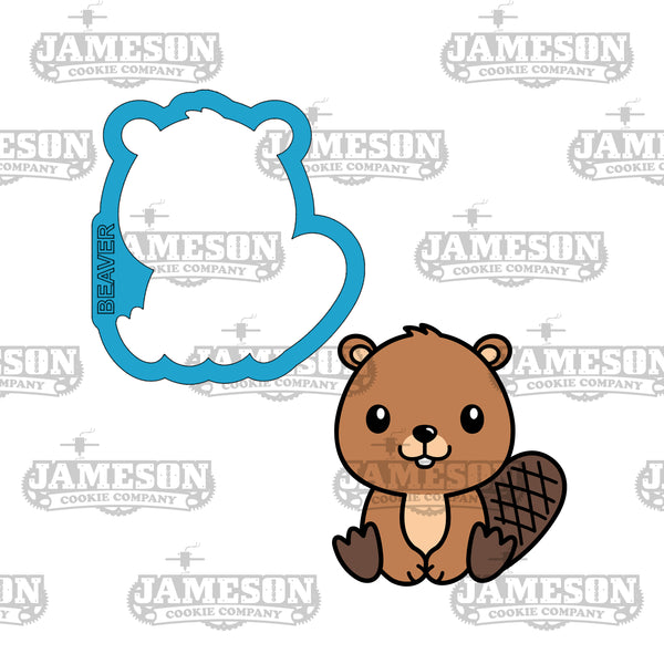 Baby Beaver Cookie Cutter - Woodland Sitting Animal, Birthday, Baby Theme