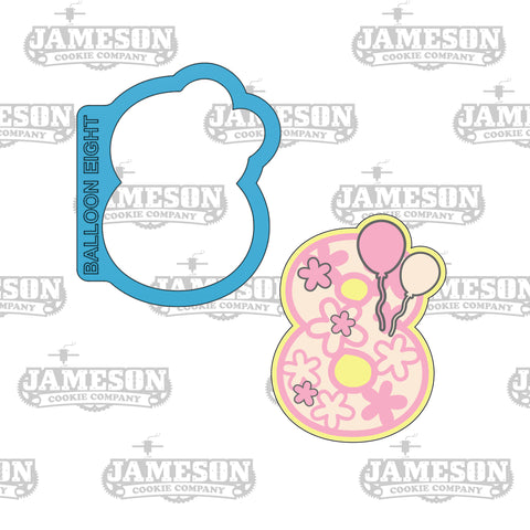 Number 8 with Balloons Cookie Cutter - Birthday Party Number Eight Cookie Cutter