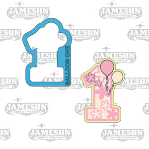 Number 1 with Balloons Cookie Cutter - Birthday Party Number One Cookie Cutter