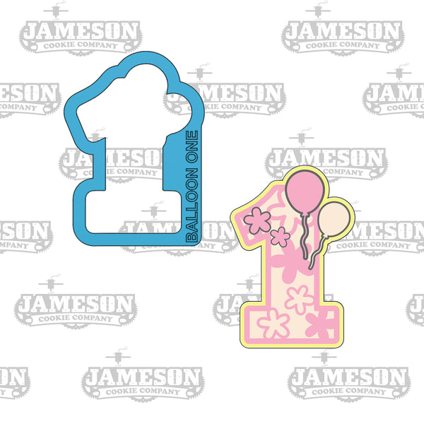 Numbers 1, 2, 3 with Balloons Cookie Cutter Set - Birthday Party Number One Two Three Cookie Cutter Set
