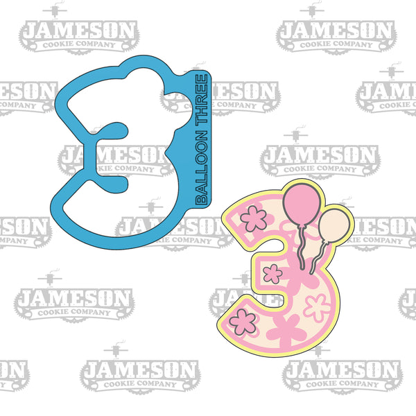 Number With Balloons Cookie Cutter Set - Full Set 1-9 of Balloon Number, Birthday Numbers