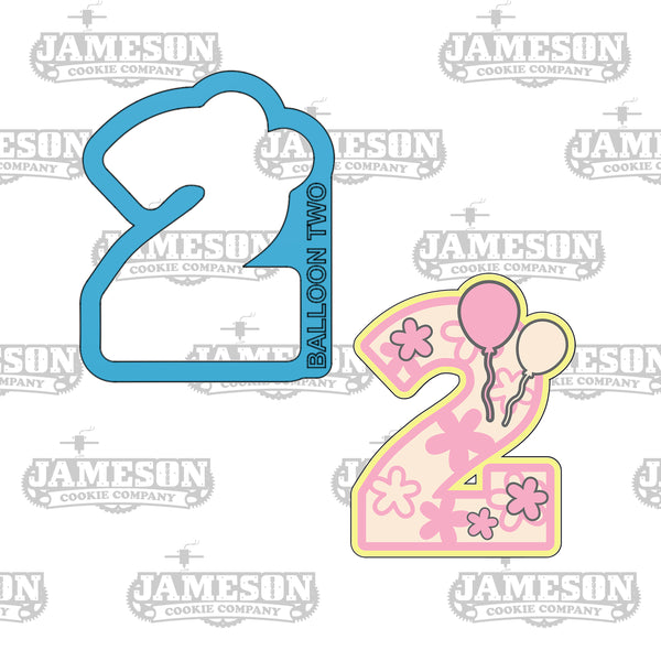 Numbers 1, 2, 3 with Balloons Cookie Cutter Set - Birthday Party Number One Two Three Cookie Cutter Set
