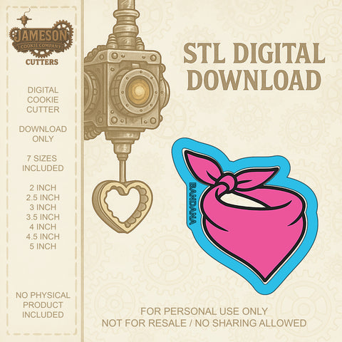 Cowgirl Bandana Cookie Cutter - Digital STL File Download
