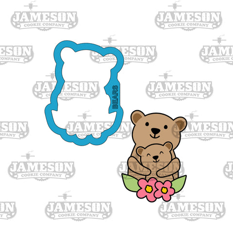 Floral Bears Cookie Cutter - Mother's Day, Woodland Theme