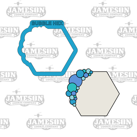 Bubble Balloon Hexagon #1 Cookie Cutter - Hex Shape Plaques for Birthday and other Themes