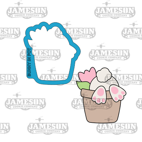 Easter Bunny Butt In Flower Pot Cookie Cutter - Easter, Spring Theme