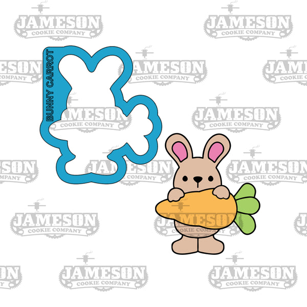 Easter Bunny Holding Carrot Cookie Cutter - Easter, Spring Theme