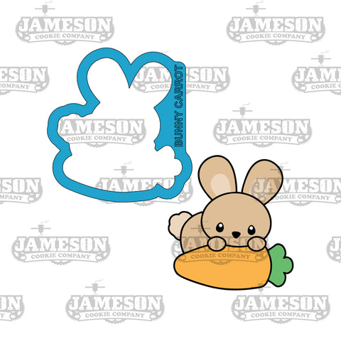 Bunny Holding Carrot Cookie Cutter - Easter Bunny with Carrot, Spring Theme