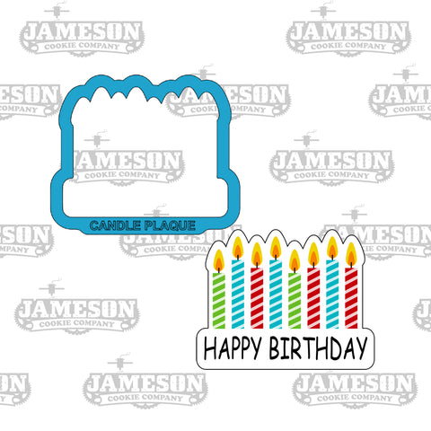 Birthday Candle Plaque Cookie Cutter - Happy Birthday, Make A Wish, or Name Candle Plaque
