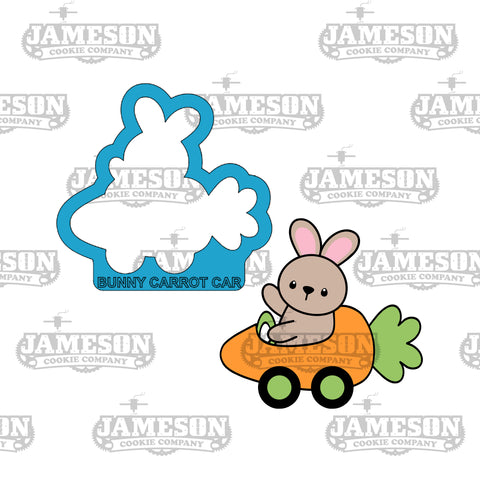 Easter Bunny in Carrot Car Cookie Cutter - Easter, Spring Theme