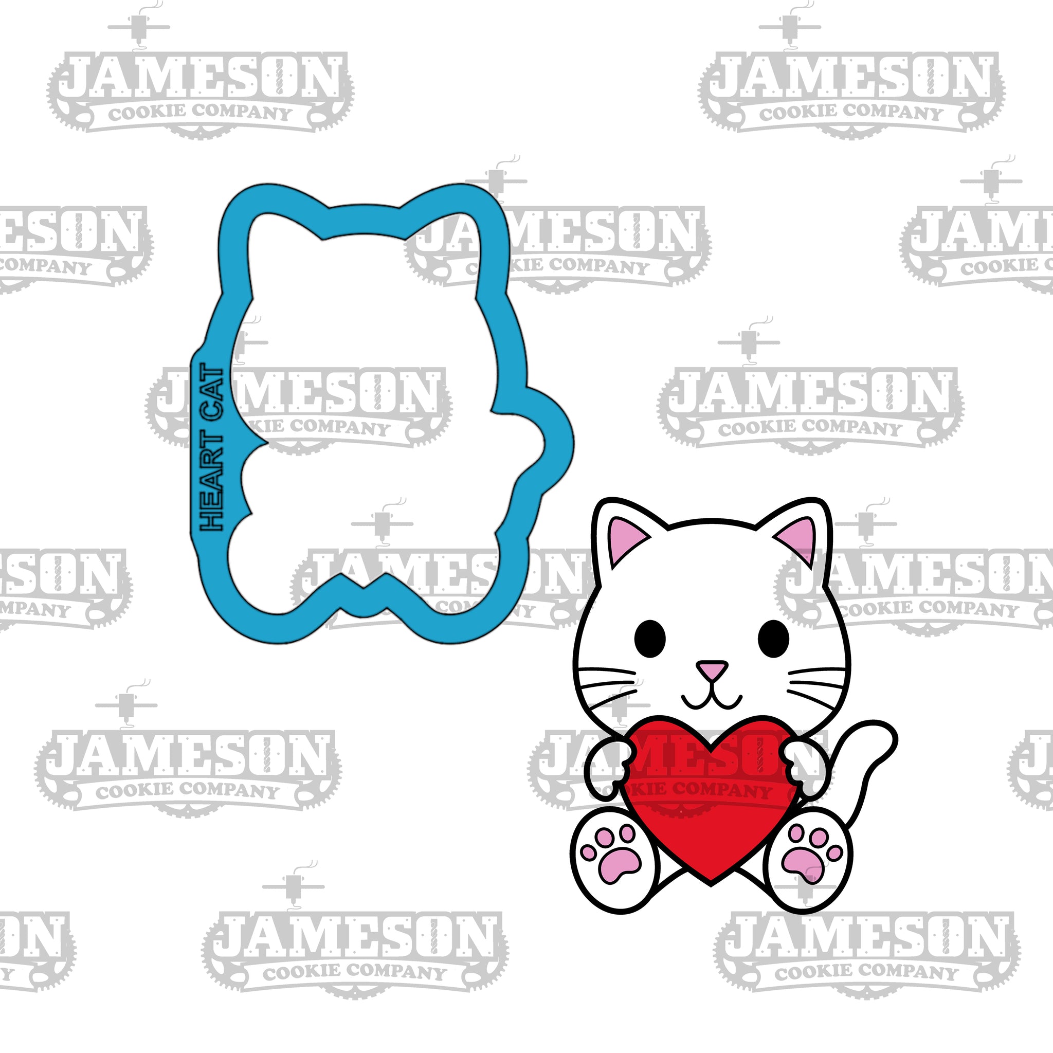 Valentine Cat Holding Heart Cookie Cutter - Love Animal