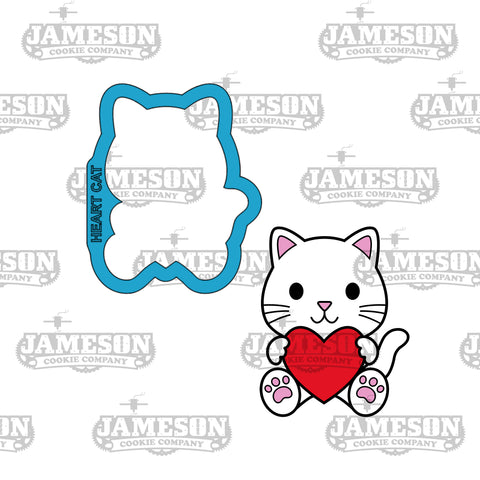 Valentine Cat Holding Heart Cookie Cutter - Love Animal