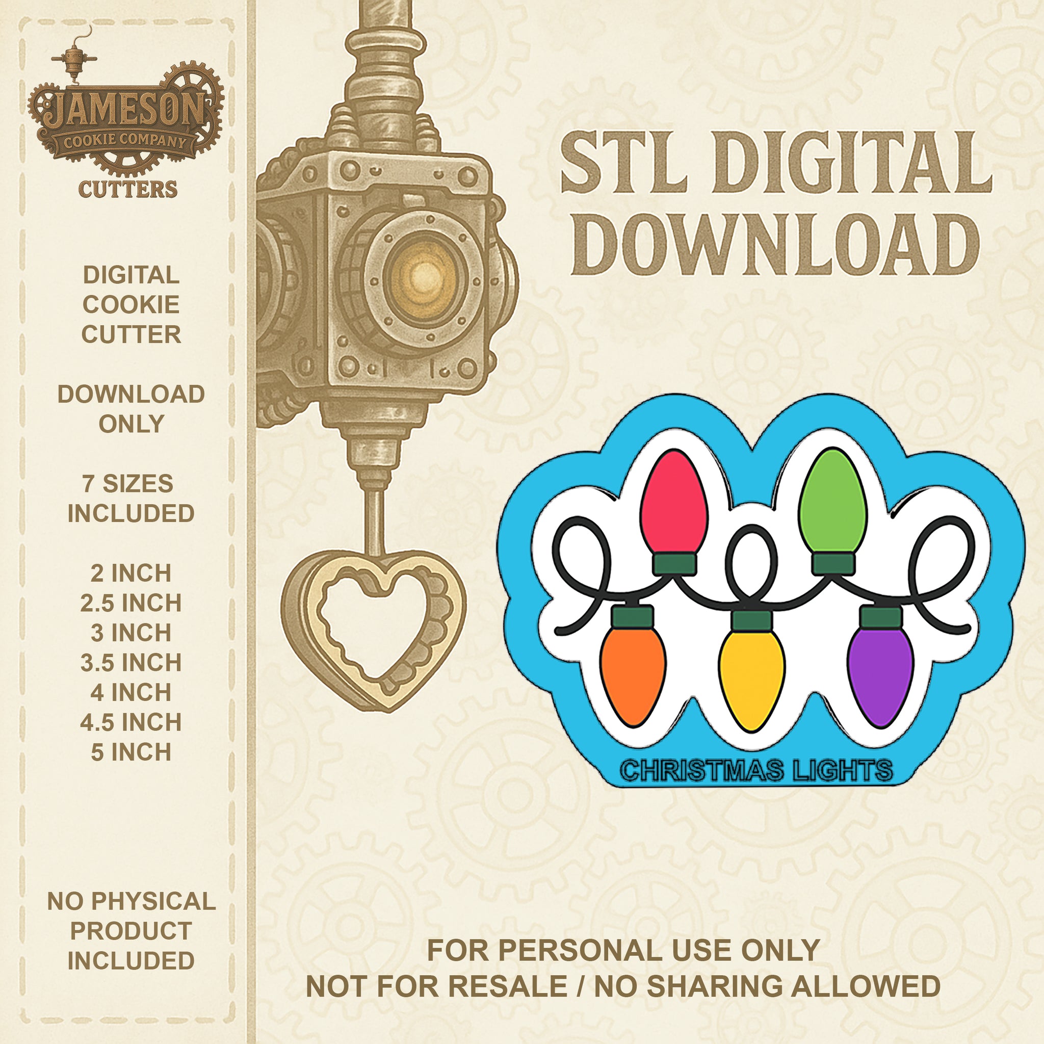 Christmas Lights on String Cookie Cutter - Digital STL File Download