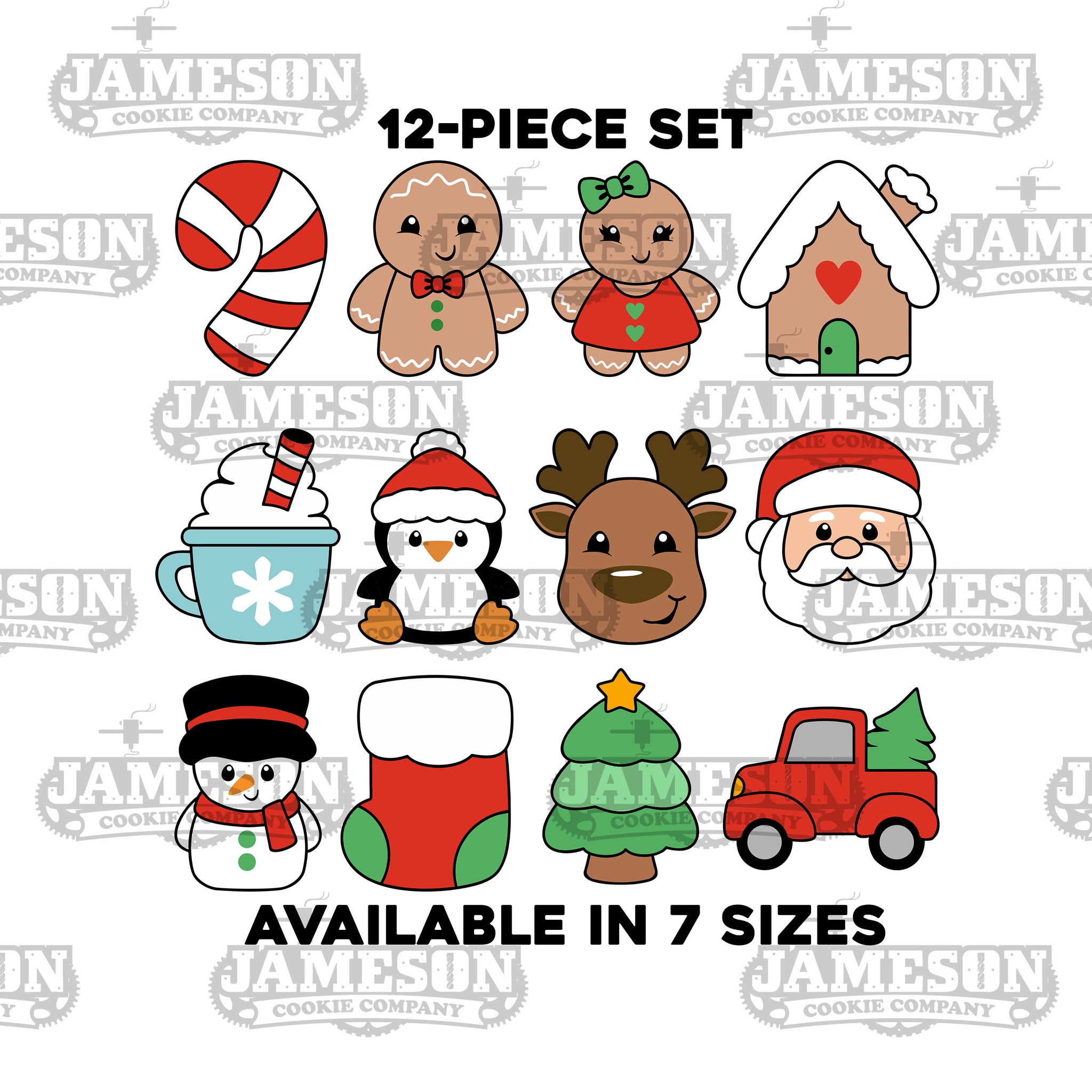 Christmas Cookie Cutter Set - 8 Piece 3D Pressable Mold With Santa, Snowman, Tree, Gingerbread Man, For Holiday Baking