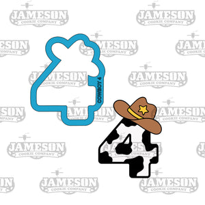 Cowboy Hat Number 4 Cookie Cutter - Birthday Party #4 Four Cookie Cutter, Cowgirl Hat