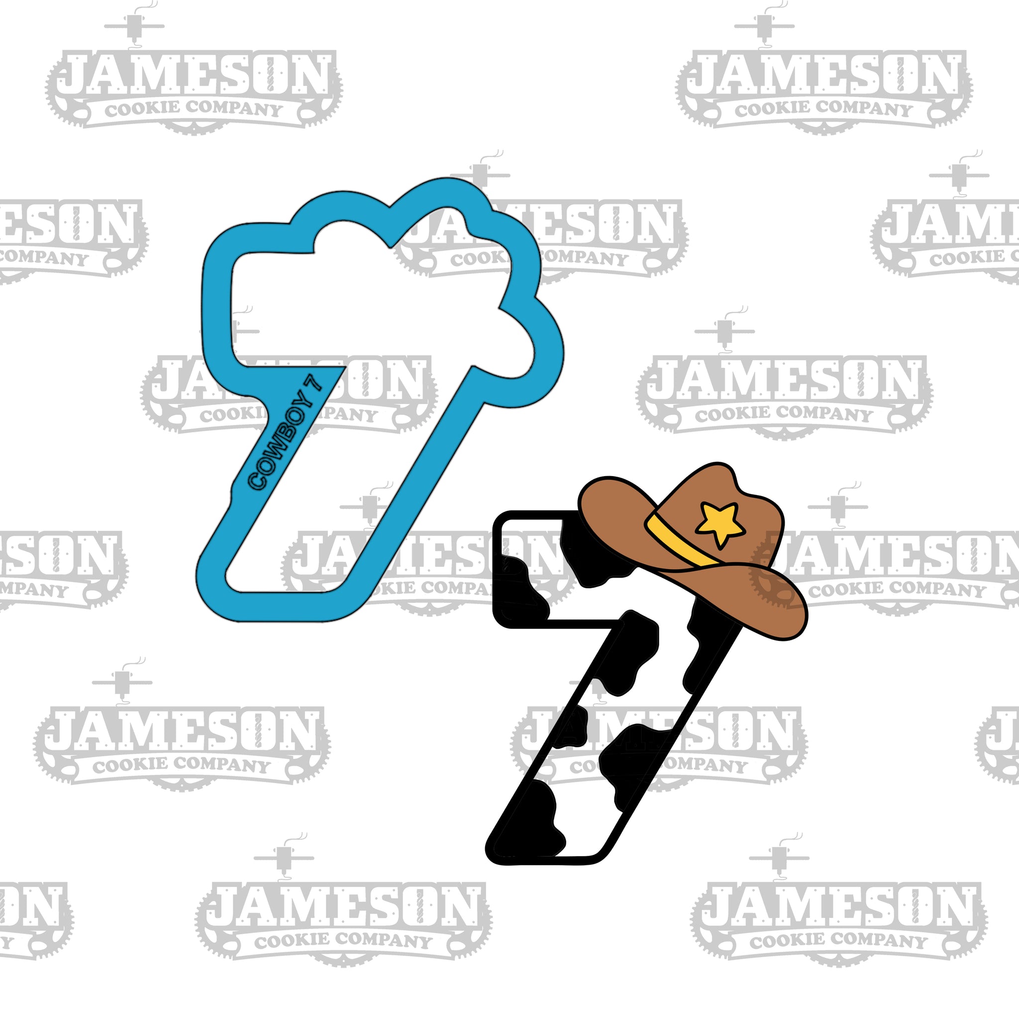 Cowboy Hat Number 7 Cookie Cutter - Birthday Party #7 Seven Cookie Cutter, Cowgirl Hat