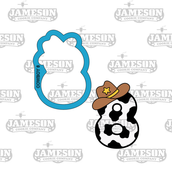 Cowboy Number Cookie Cutter Set - Full Set 1-9 of Numbers with Cowboy Cowgirl Hat, Birthday Numbers