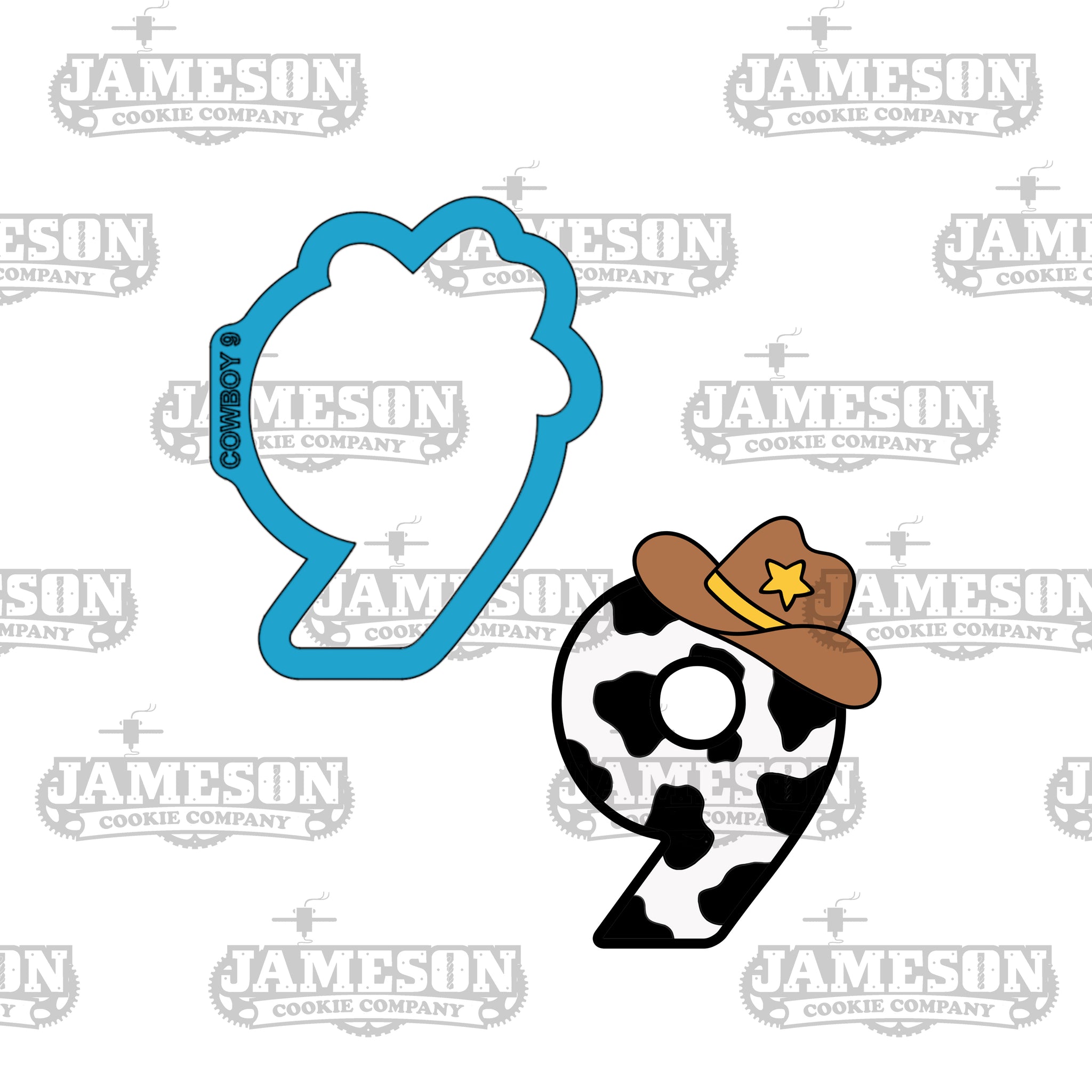 Cowboy Hat Number 9 Cookie Cutter - Birthday Party #9 Nine Cookie Cutter, Cowgirl Hat