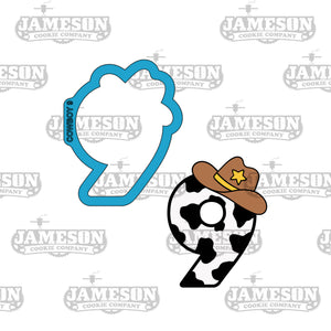 Cowboy Hat Number 9 Cookie Cutter - Birthday Party #9 Nine Cookie Cutter, Cowgirl Hat