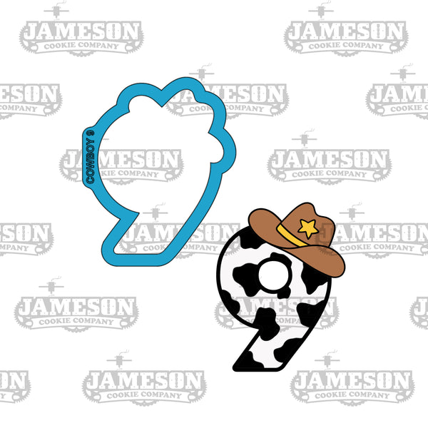 Cowboy Hat Number 9 Cookie Cutter - Birthday Party #9 Nine Cookie Cutter, Cowgirl Hat