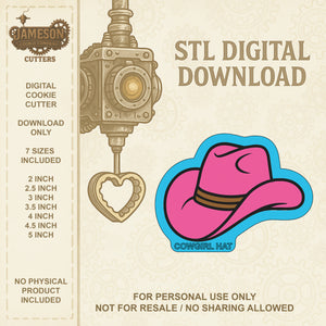 Cowgirl Hat #1 Cookie Cutter - Digital STL File Download