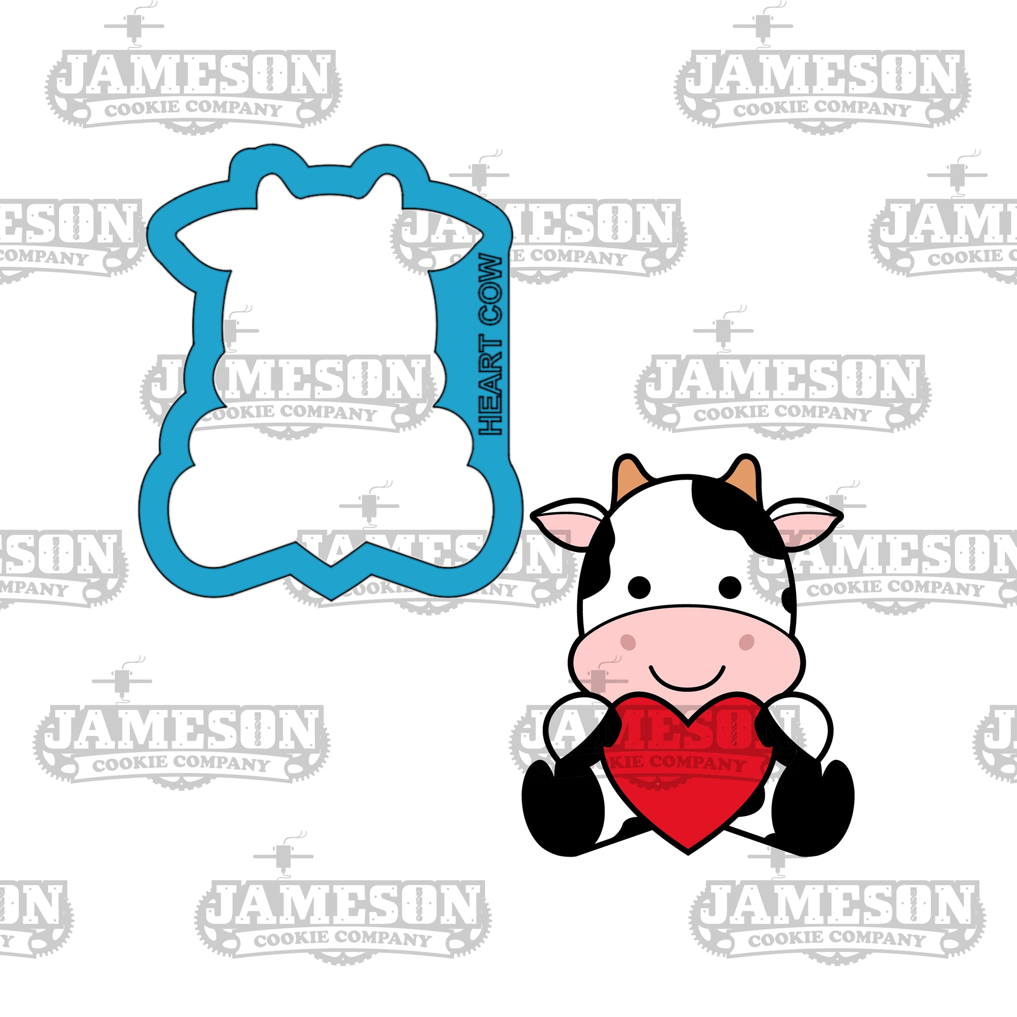 Valentine Cow Holding Heart Cookie Cutter - Love Animal