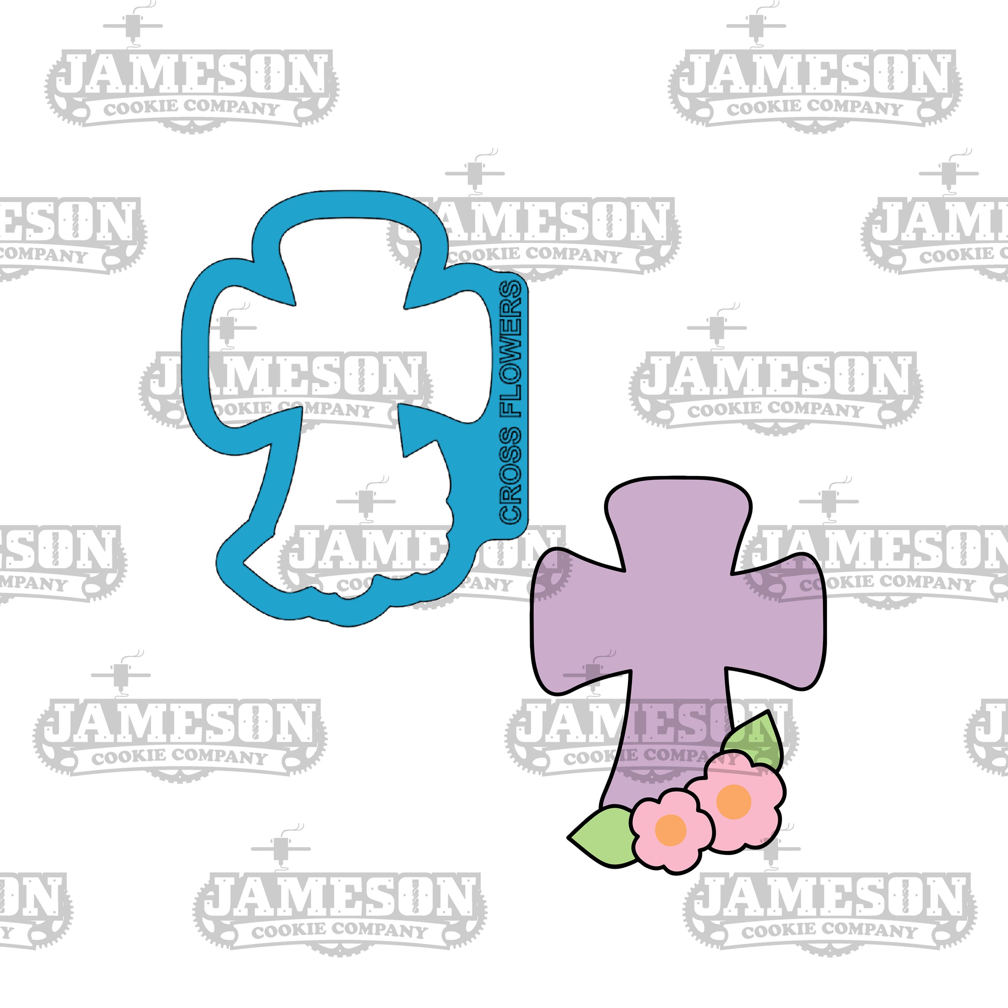 Easter Cross with Flowers Cookie Cutter - Easter, Spring Theme