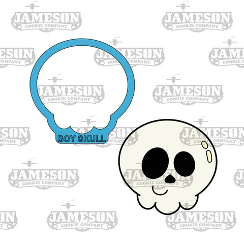 Cute Boy Skull 2 Cookie Cutter - Halloween Theme