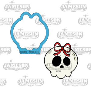 Cute Girl Skull 2 Cookie Cutter - Halloween Theme