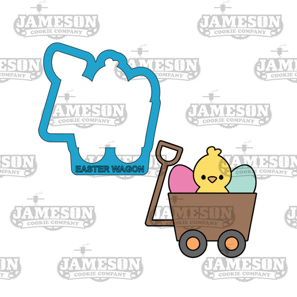 Easter Wagon Hauling Egg and Chick Cookie Cutter - Easter, Spring Theme