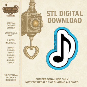 Eighth Note Cookie Cutter - Digital STL File Download