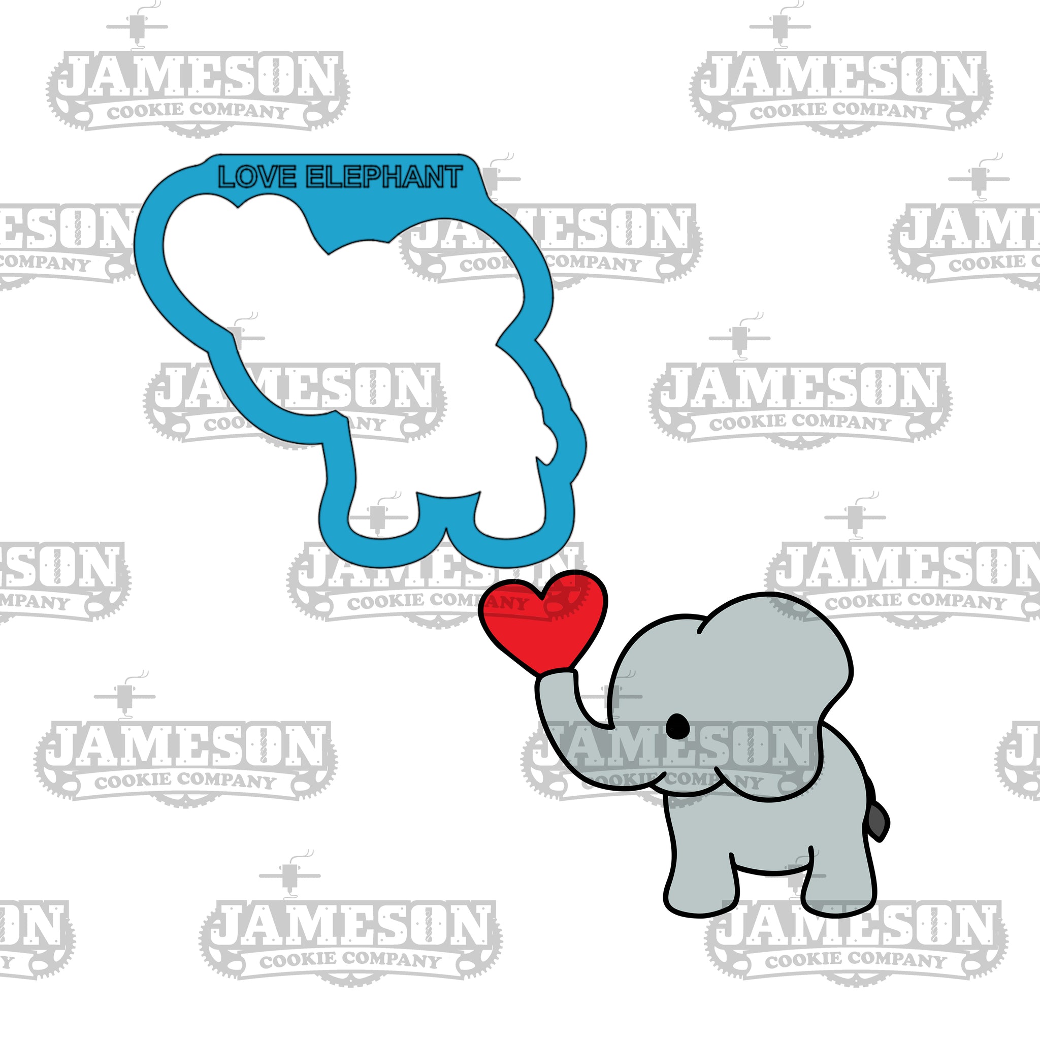 Valentine Elephant with Heart Cookie Cutter - Valentine's Day, Love Theme