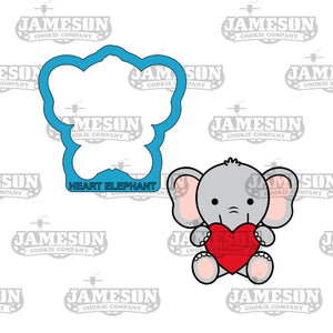 Valentine Elephant Holding Heart Cookie Cutter - Love Animal