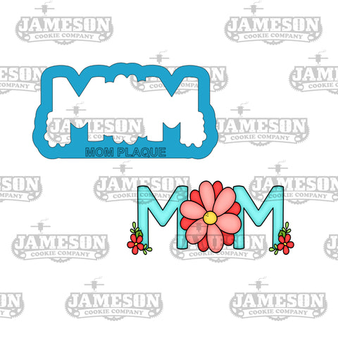 Floral Mom Plaque Cookie Cutter - Mother's Day Theme, Mom