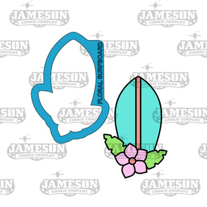 Floral Surfboard Cookie Cutter - Beach, Pirate, Island, Hawaiian Theme