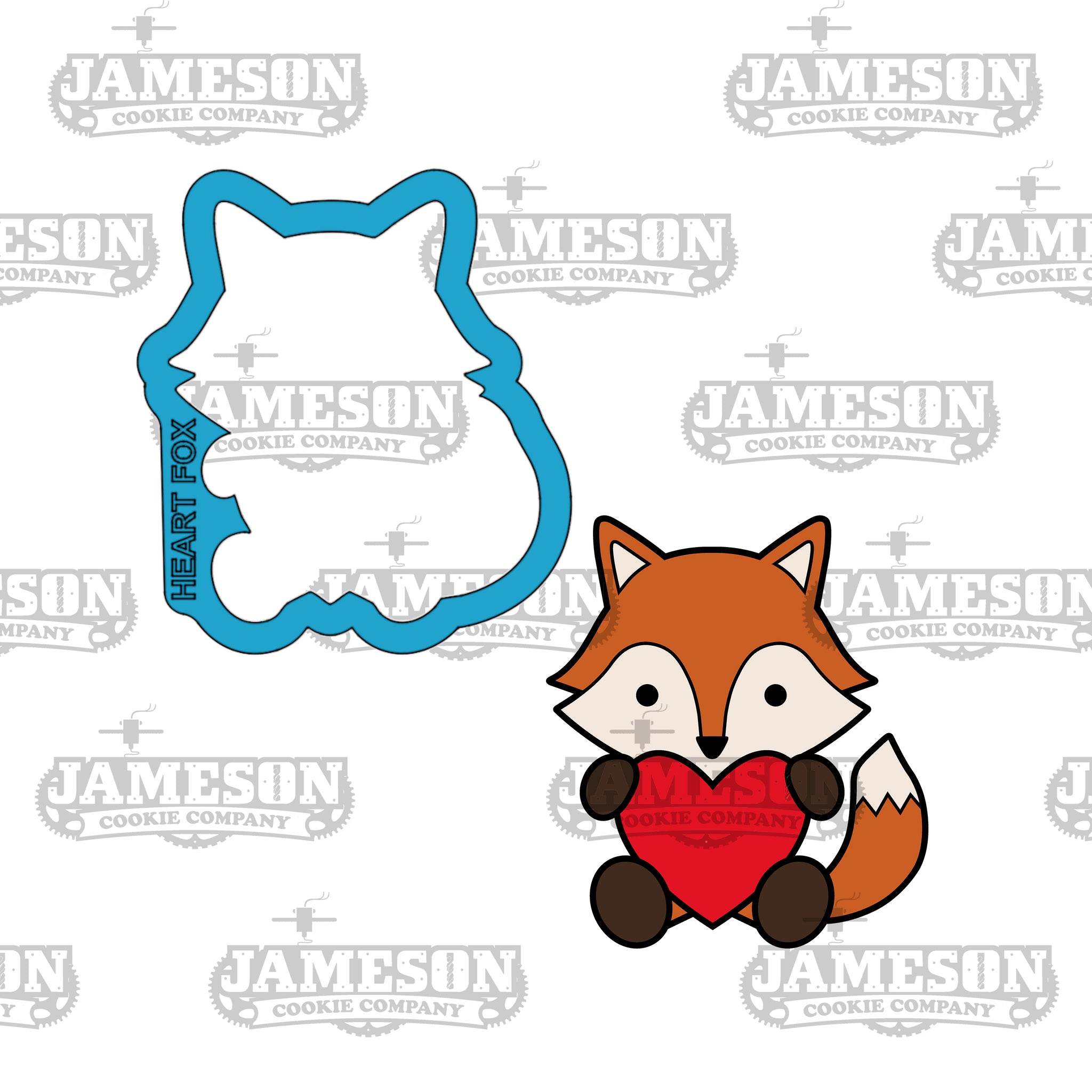 Valentine Fox Holding Heart Cookie Cutter - Love Animal