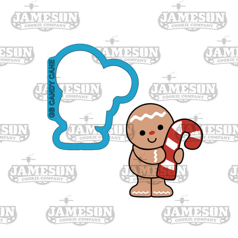 Gingerbread Boy Holding Candy Cane Cookie Cutter - Winter, Christmas Theme, Gingerbread Girl