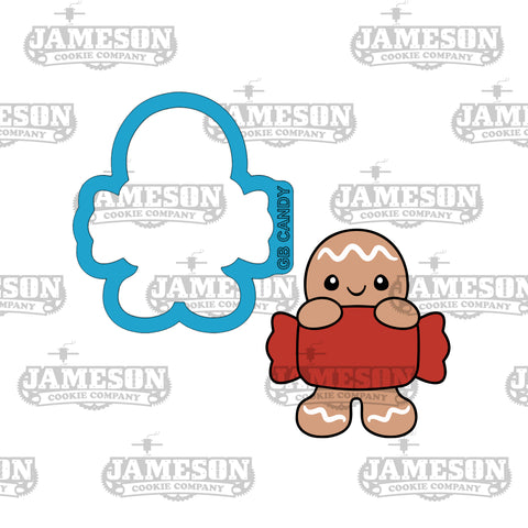 Gingerbread Boy Holding Candy Cookie Cutter - Winter, Christmas Theme, Gingerbread Girl