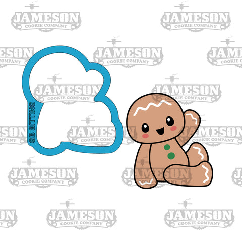 Gingerbread Man Sitting Cookie Cutter - Winter, Christmas Theme, Gingerbread Girl