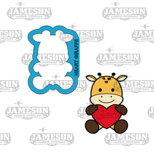 Valentine Giraffe Holding Heart Cookie Cutter - Love Animal