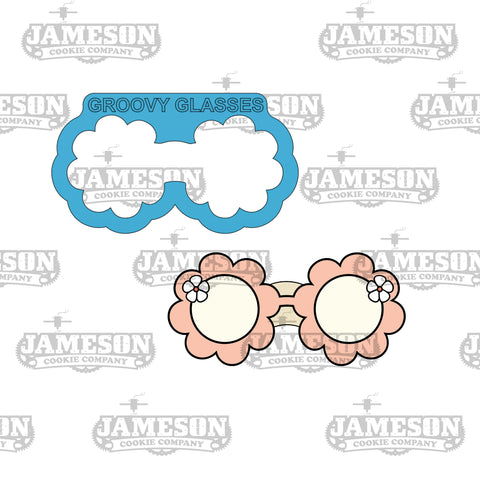 Groovy Flower Sunglasses Cookie Cutter - Hippy Sun Glasses, Spring Flower Theme