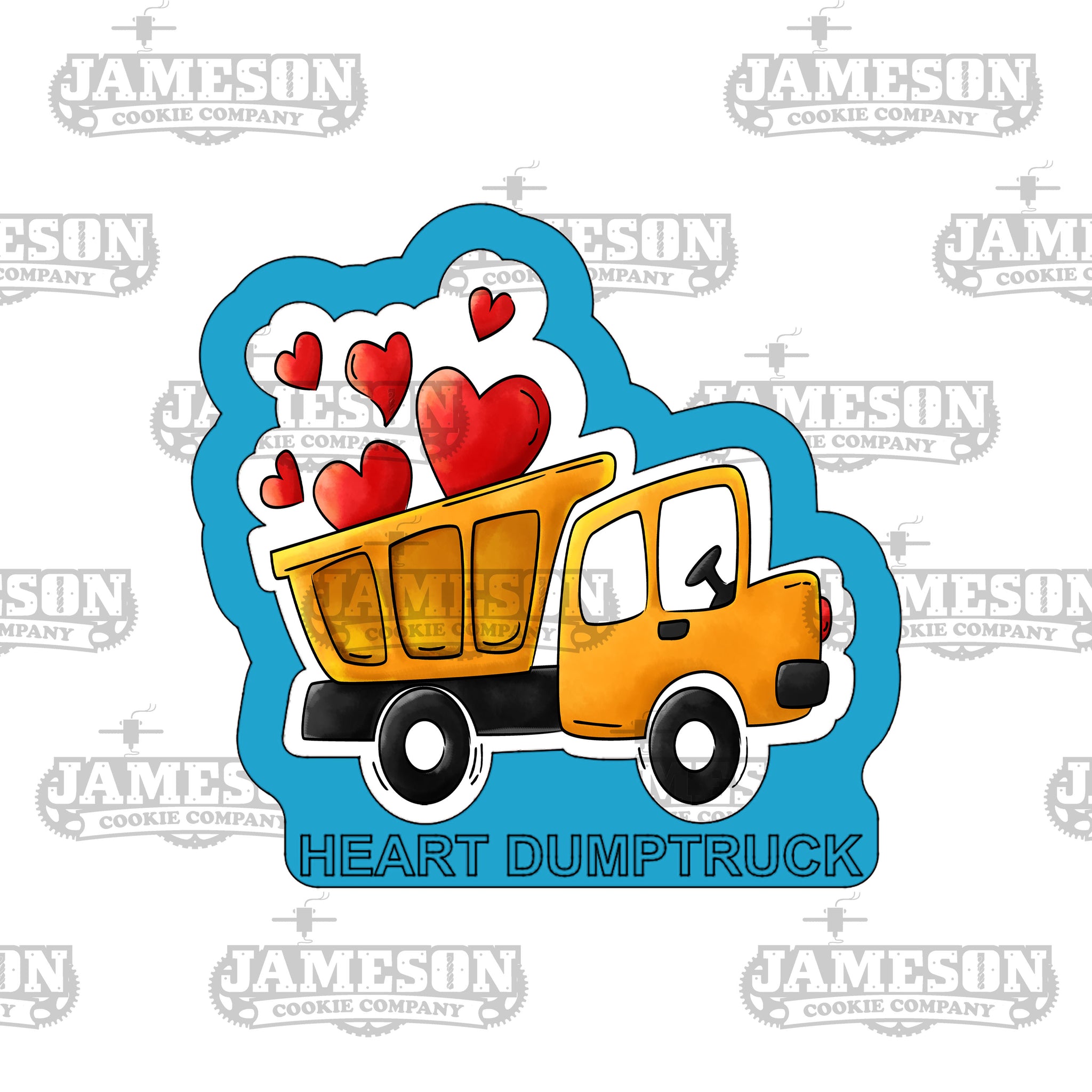 Love Dump Truck Cookie Cutter - Valentine's Day Heart Construction, I Dig You Theme